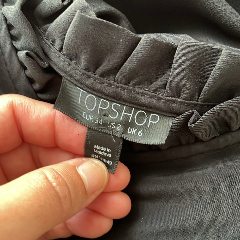 TOPSHOP Black Ruffle Button Down Slipdress Trim Midi Slip Dress! - Picture 9 of 9
